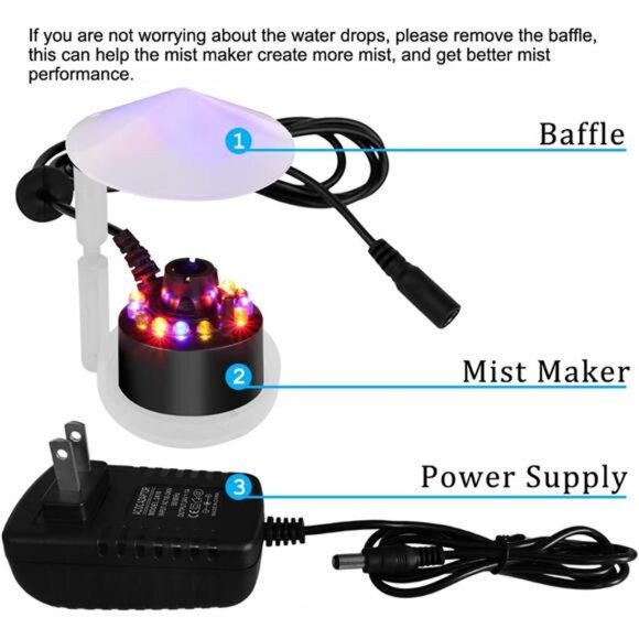 Mist Maker, Indoor Fountain Mister Foggers, Small Pond Fog Machine Atomizer - Picture 3 of 7